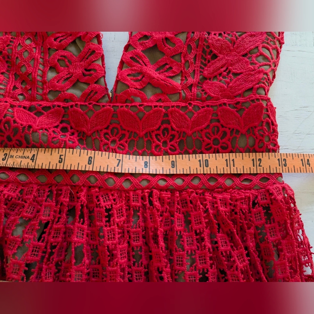 Nasty Gal NWT Isobel Red Crochet Lace Maxi Dress Sz Small Isobel Sheer Boho - Picture 14 of 15